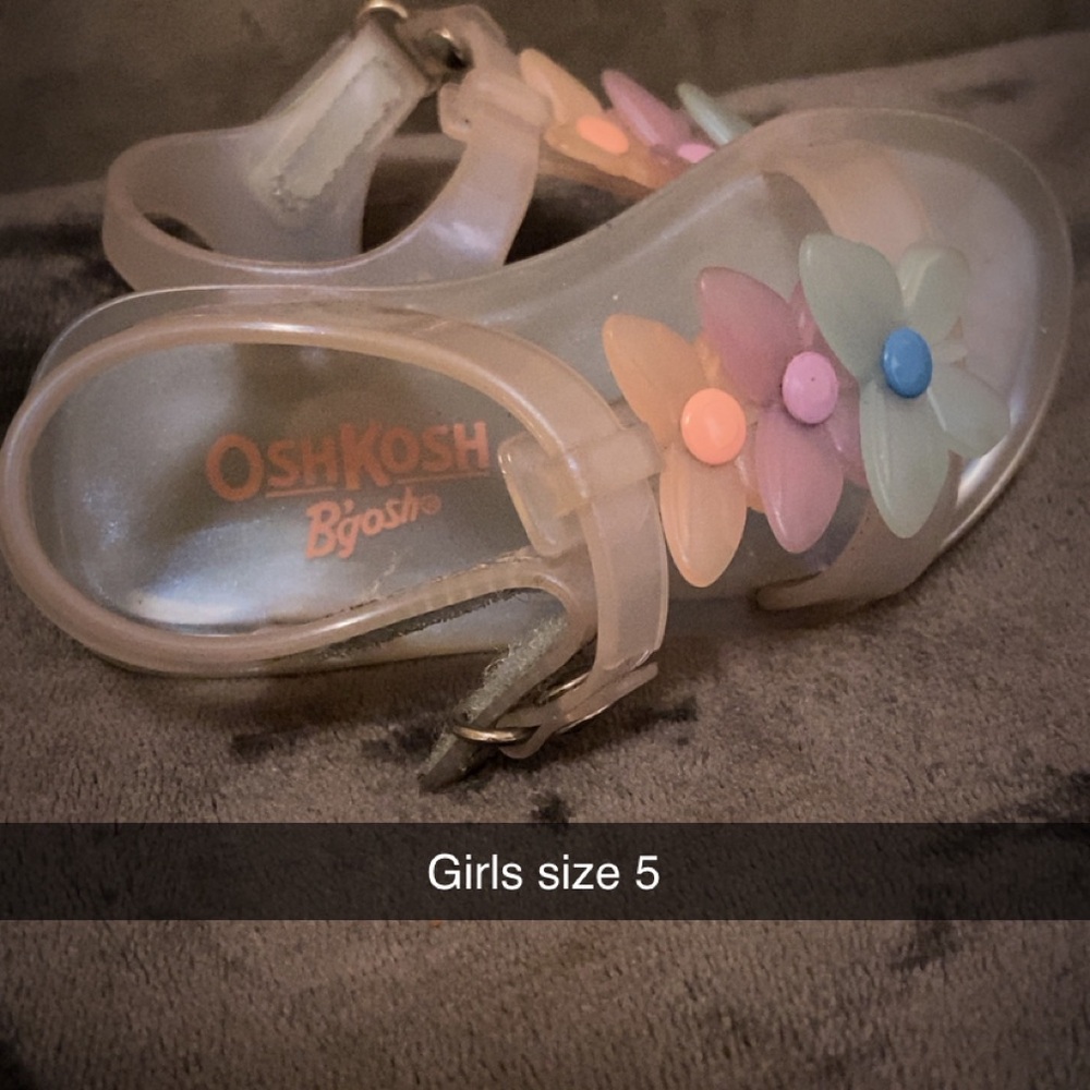 OshKosh B'gosh Girls' Floral Jelly Sandals - Pink and Blue